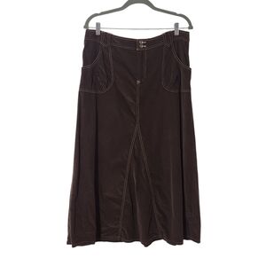 French Cuff A-Line Brown Corduroy Midi Skirt Size 12 Brown Corduroy Skirt